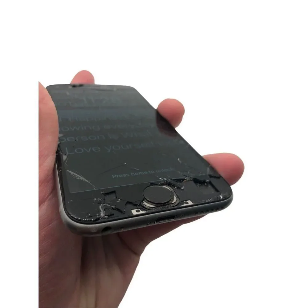 Apple iPhone S Model A1633 Locked, No Sim, Cracked Screen, Powers On